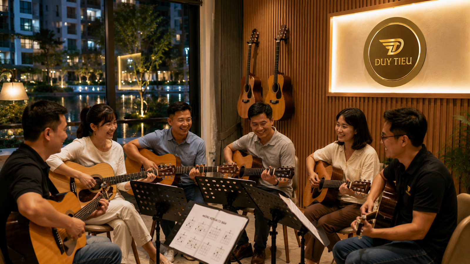 Môi trường học guitar thân thiện dành cho người lớn.