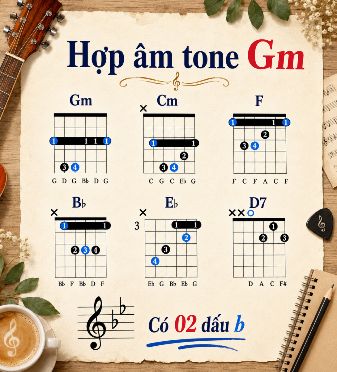 Bộ hợp âm Tone Gm guitar