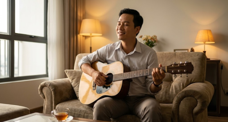 Guitar đang trở thành sở thích được nhiều người trưởng thành lựa chọn