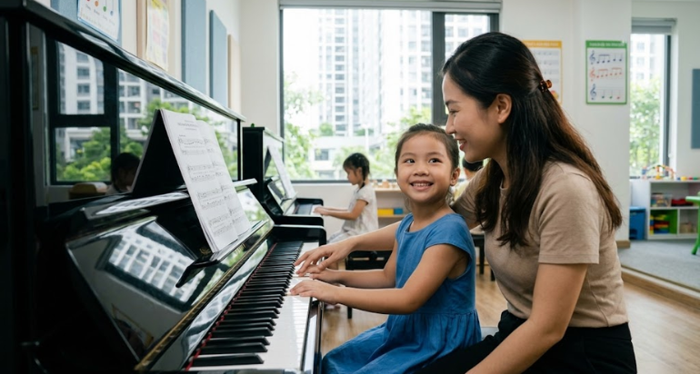 Piano là môn năng khiếu được nhiều phụ huynh lựa chọn cho con.