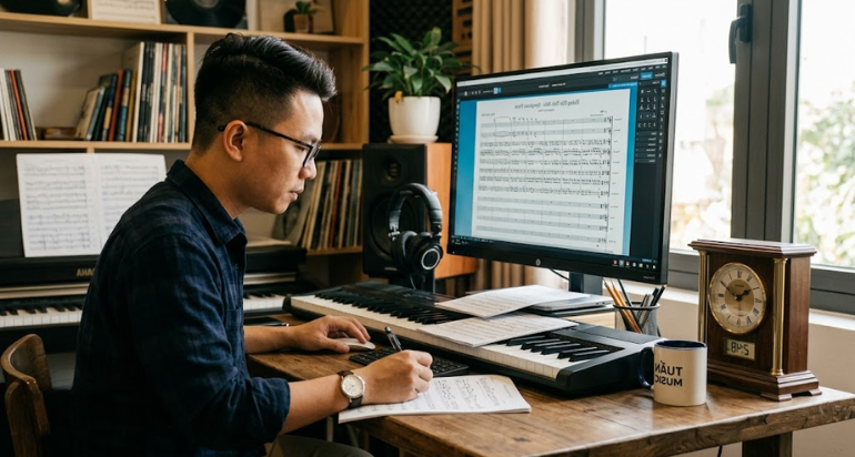 Mỗi bản sheet nhạc cần nhiều công đoạn để hoàn thiện