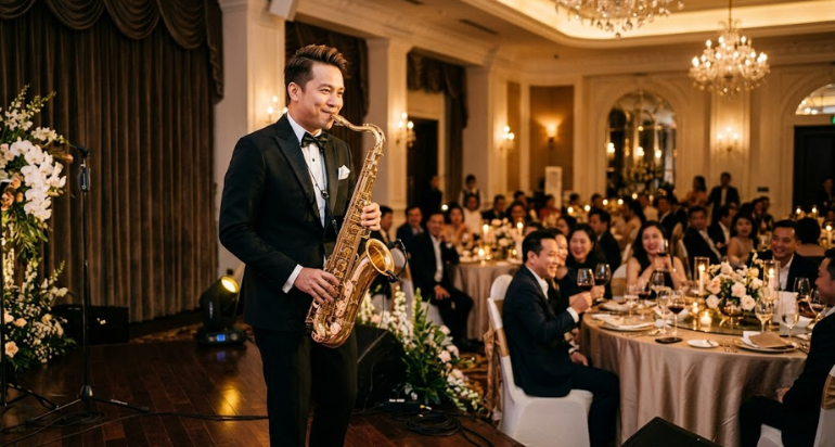 Saxophone mang đến không gian âm nhạc tinh tế cho các buổi tiệc