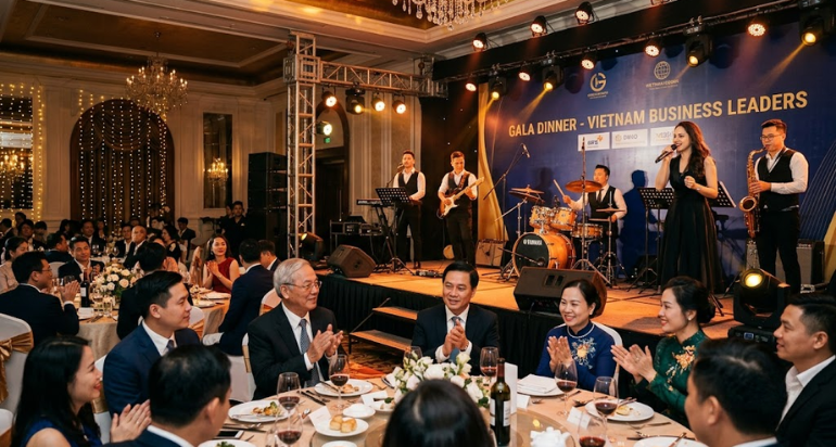 Âm nhạc live giúp Gala Dinner trở nên đẳng cấp và giàu cảm xúc.