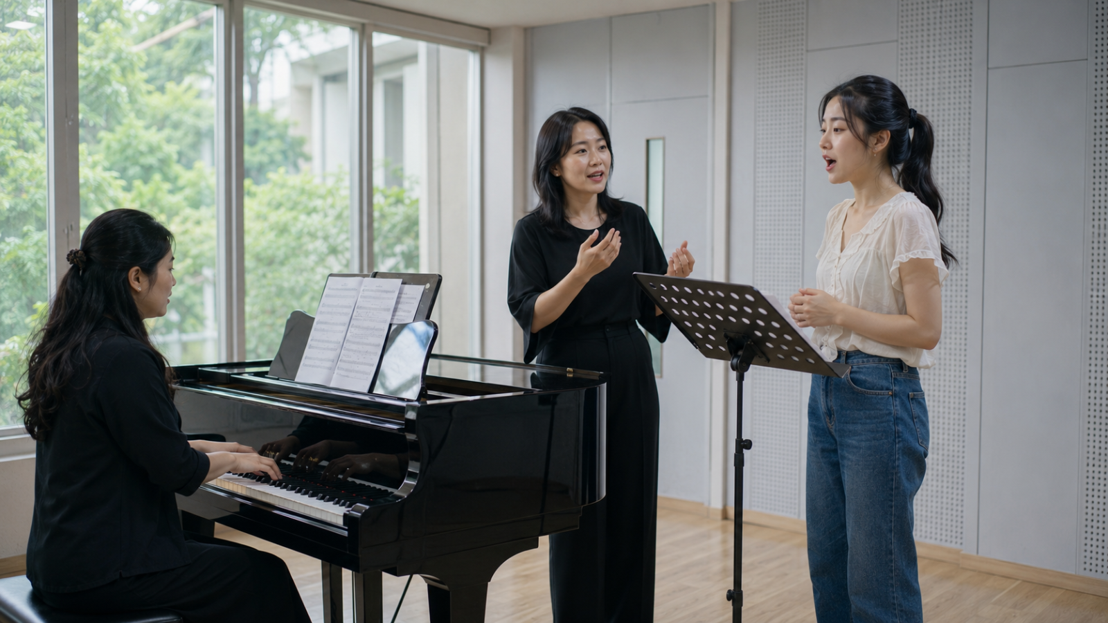 Học sinh lớp 12 luyện Ký xướng âm và Thanh nhạc theo định hướng đề thi thực tế.