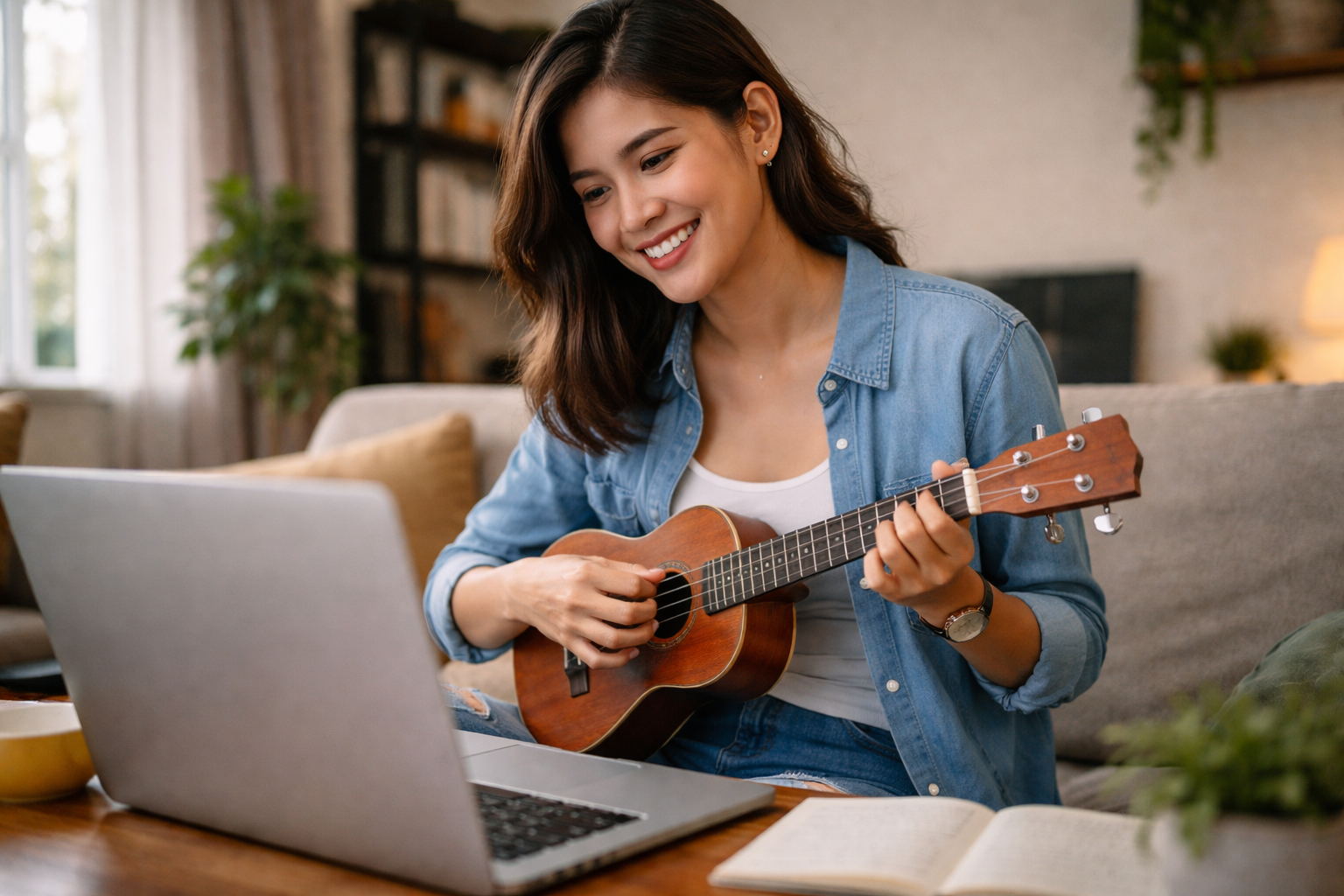  Học ukulele online linh hoạt cho người bận rộn.
