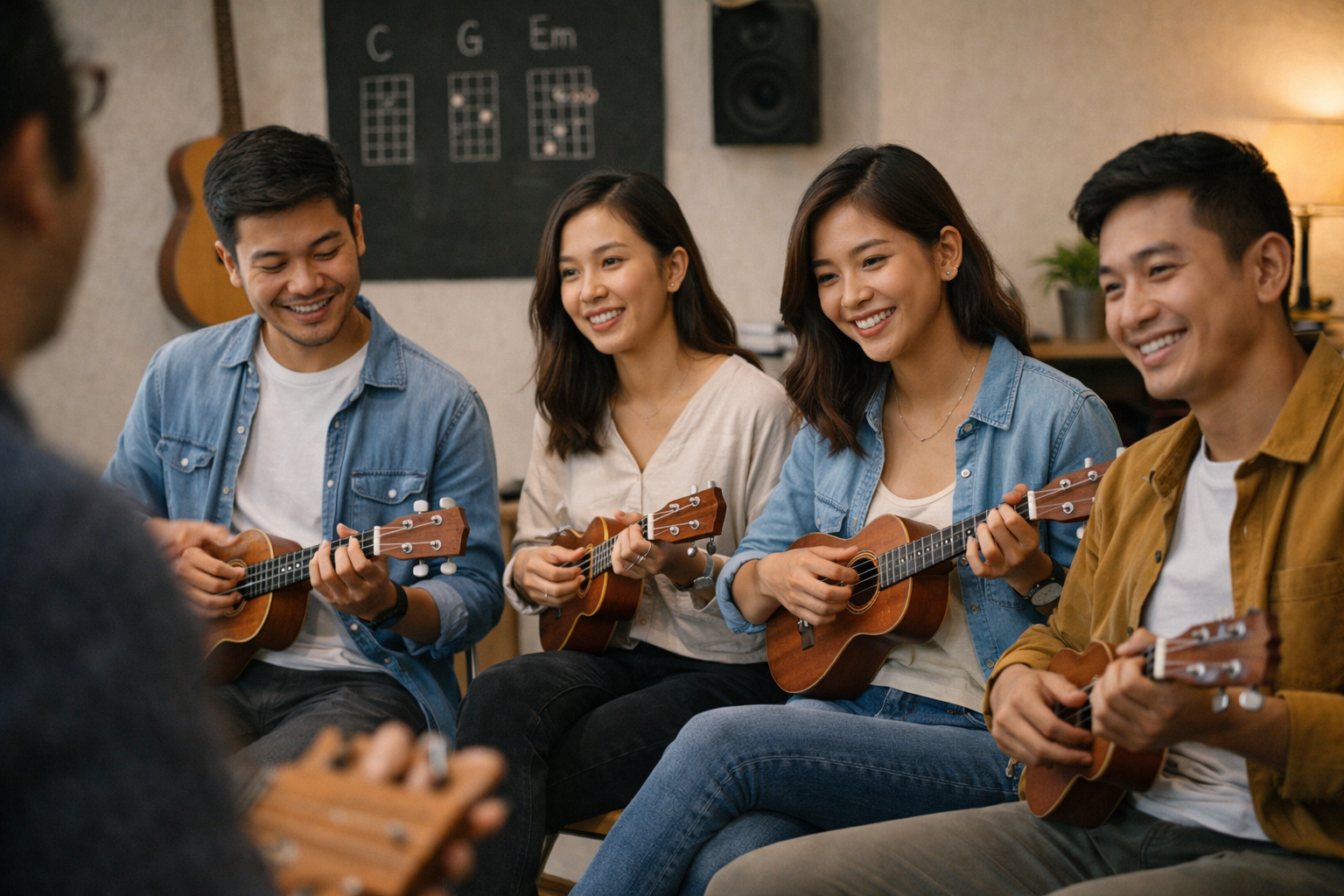 Học ukulele giúp thư giãn và kết nối với âm nhạc.