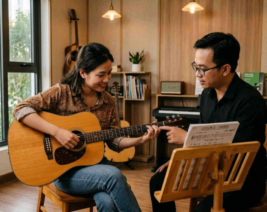 Người mới bắt đầu hoàn toàn vẫn có thể học guitar bài bản và dễ tiếp cận.